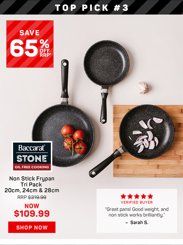 Baccarat STONE Non Stick Frypan Tri Pack 20cm, 24cm & 28cm