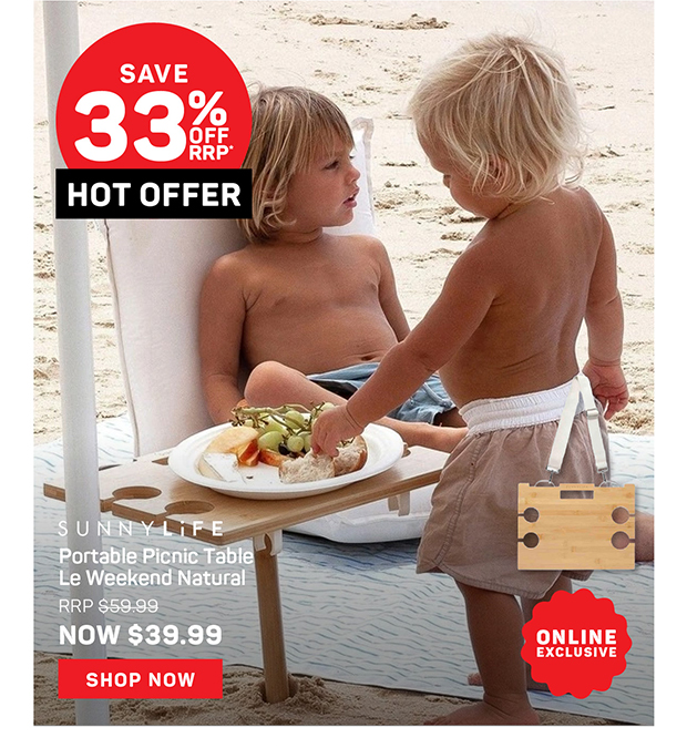 SUNNYLiFE Portable Picnic Table Le Weekend Natural