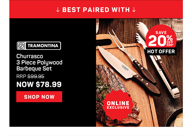 Tramontina Churrasco 3 Piece Polywood Barbeque Set