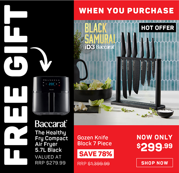 Baccarat iD3 BLACK SAMURAI Gozen Knife Block 7 Piece