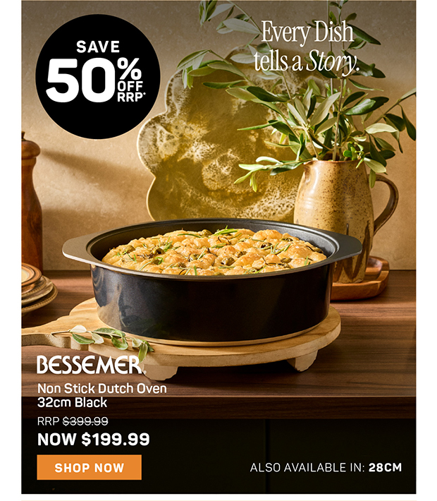 Bessemer Non Stick Dutch Oven 32cm Black