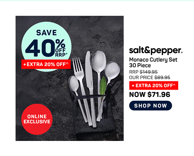 Salt & Pepper Monaco Cutlery Set - 30 Piece