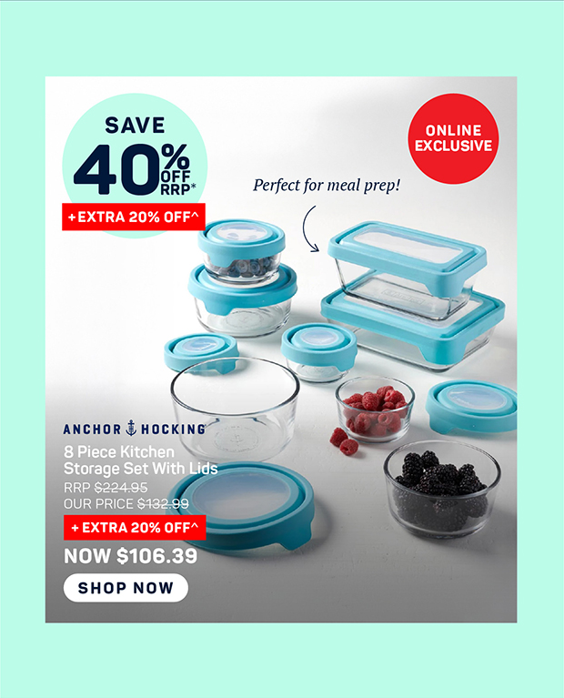 Anchor Hocking 8 Piece Kitchen Storage Set With Lids