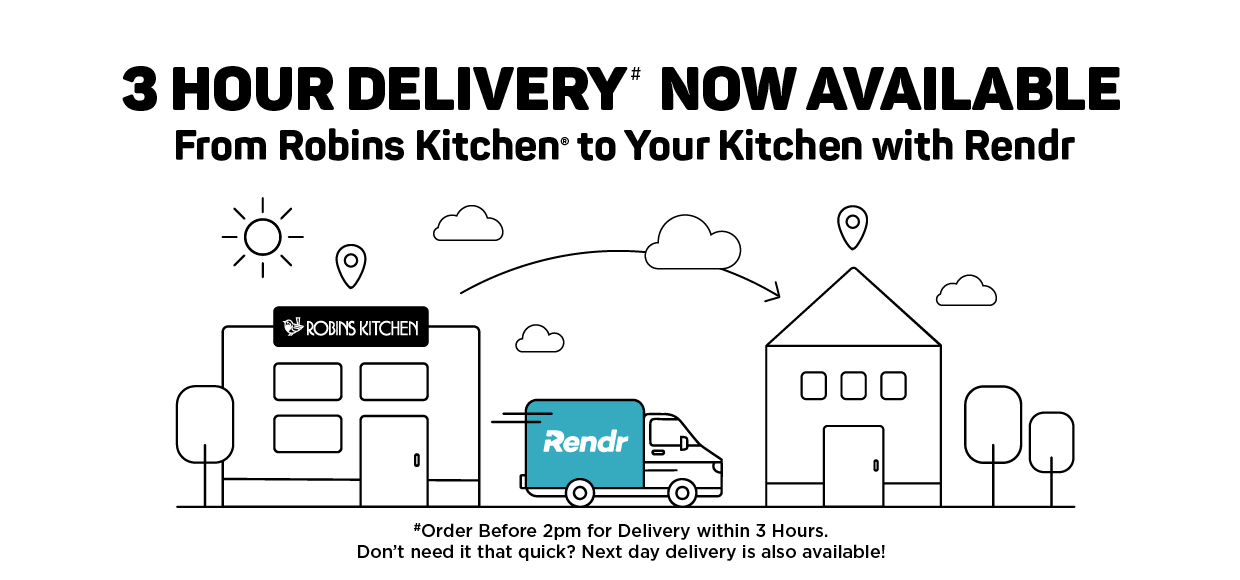 3 Hour Delivey Now Available at Robins Kitchen with Rendr