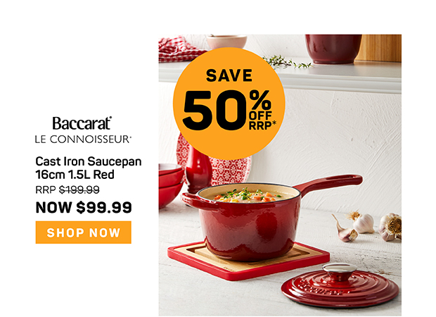 Baccarat Le Connoisseur Cast Iron Saucepan 16cm 1.5L Red