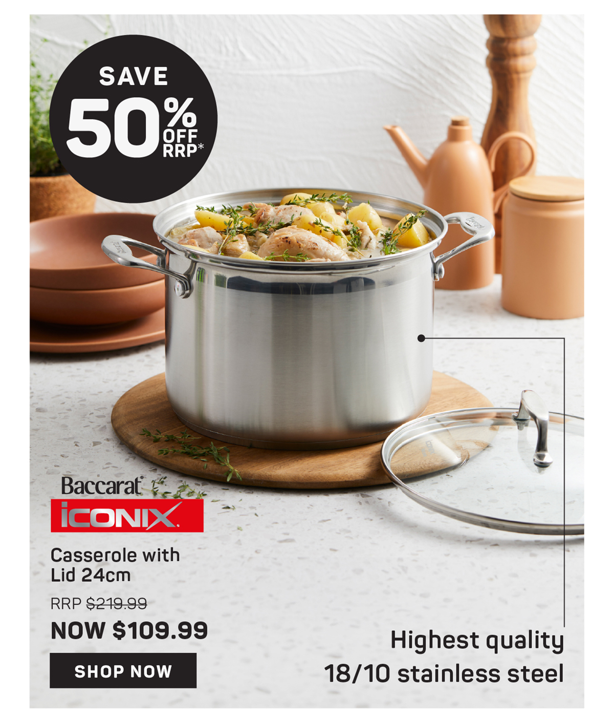 Baccarat iconiX Casserole with Lid 24cm