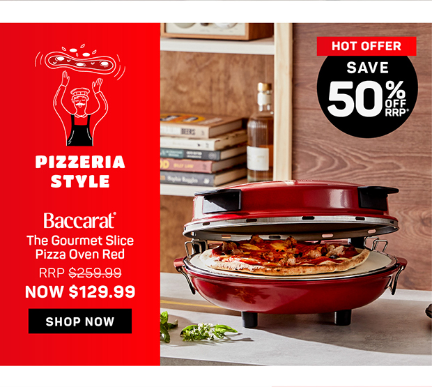 Baccarat The Gourmet Slice Pizza Oven Red