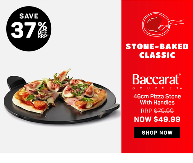 Baccarat Gourmet 46cm Pizza Stone With Handles - Black