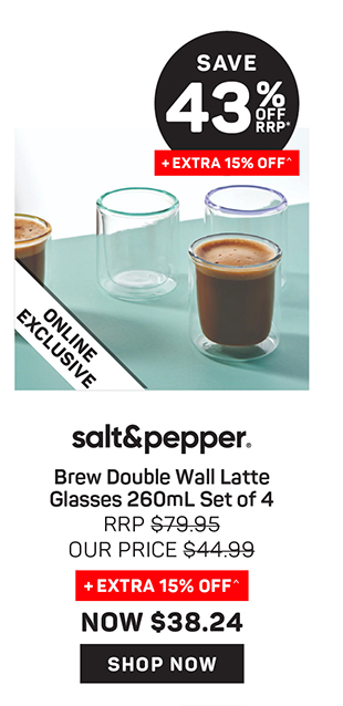 Salt & Pepper Brew Double Wall Latte Glasses 260mL - Set of 4