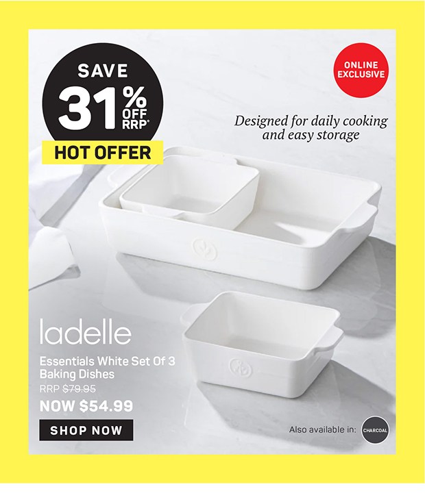 Ladelle Essentials White Set Of 3 Baking Dishes