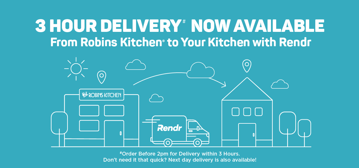 3 Hour Delivey Now Available at Robins Kitchen with Rendr