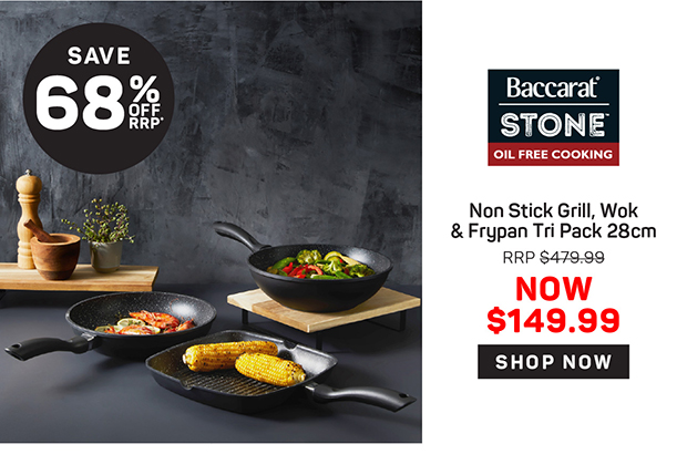 Baccarat STONE Non Stick Grill, Wok & Frypan Tri Pack 28cm