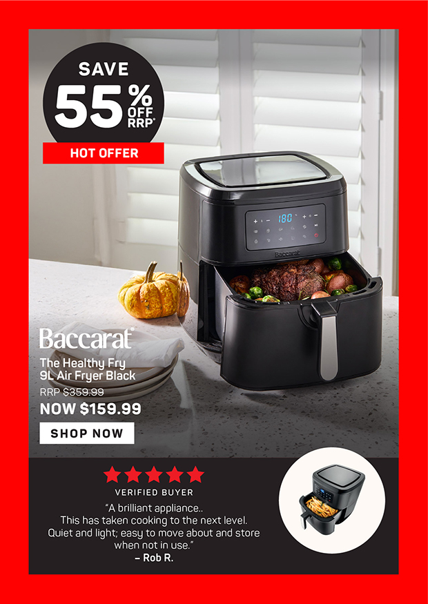Baccarat The Healthy Fry 9L Air Fryer Black