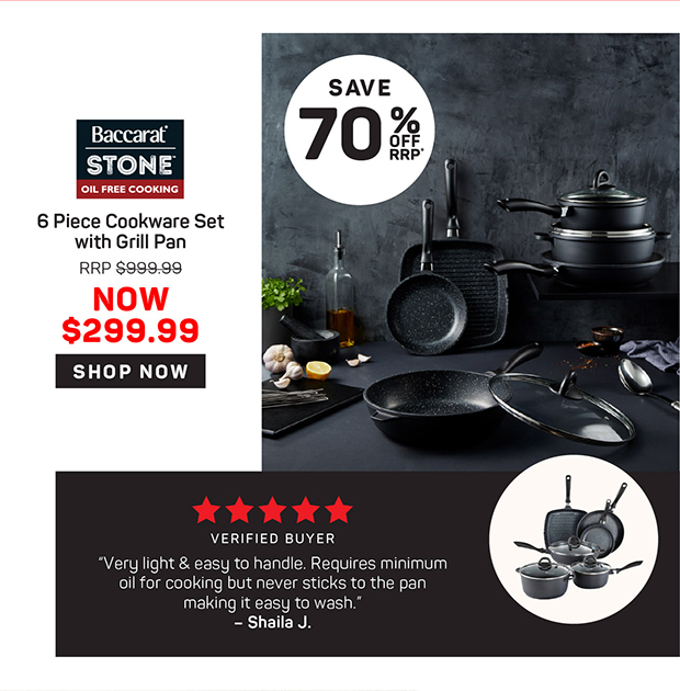 Baccarat STONE 6 Piece Cookware Set with Grill Pan