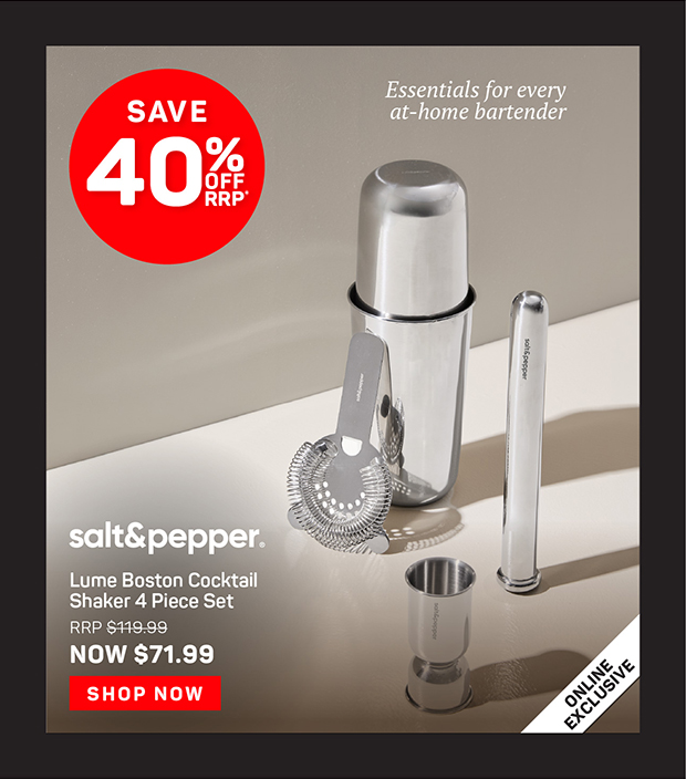 Salt & Pepper Lume Boston Cocktail Shaker 4 Piece Set