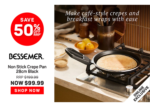 Bessemer Non Stick Crepe Pan 28cm Black
