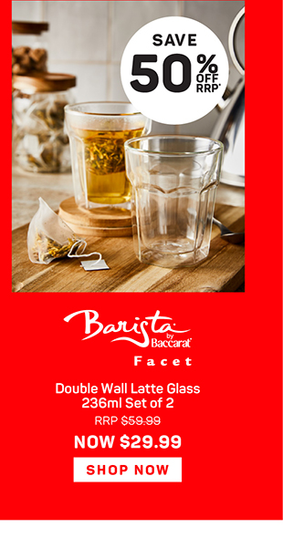 Baccarat Barista Facet Double Wall Latte Glass 236ml Set of 2