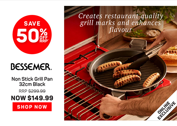 Bessemer Non Stick Grill Pan 32cm Black