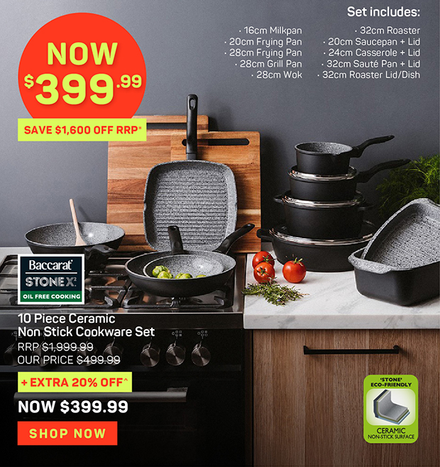 Baccarat STONEX2 10 Piece Ceramic Non Stick Cookware Set