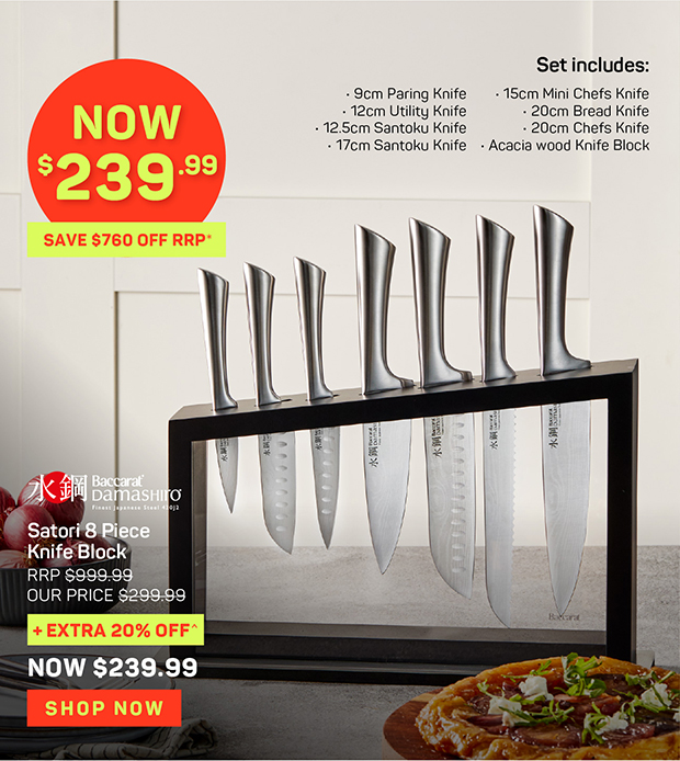 Baccarat Damashiro Satori 8 Piece Knife Block