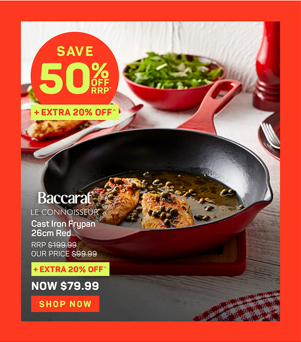 Baccarat Le Connoisseur Cast Iron Frypan 26cm Red