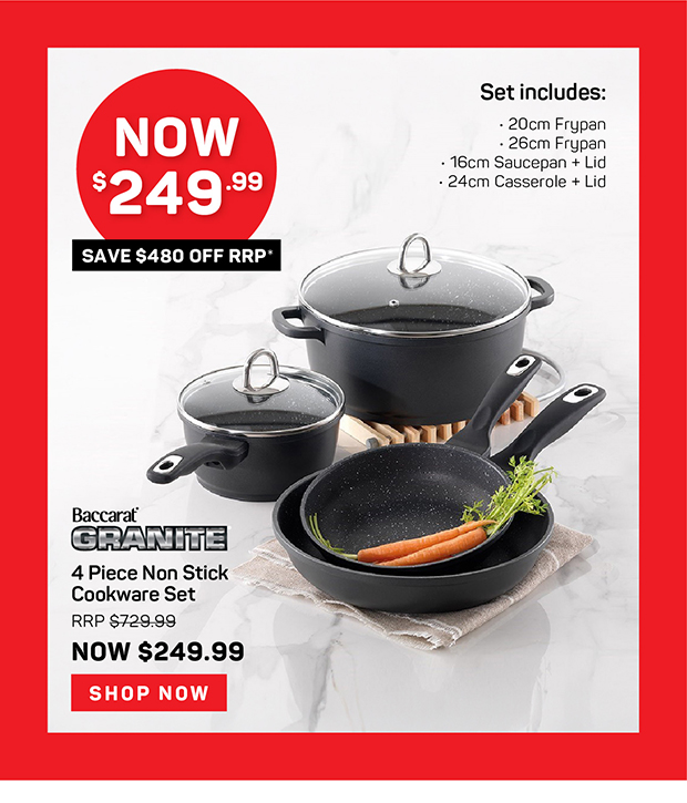 Baccarat Granite 4 Piece Non Stick Cookware Set