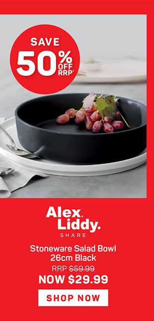 Alex Liddy Share Stoneware Salad Bowl 26cm Black