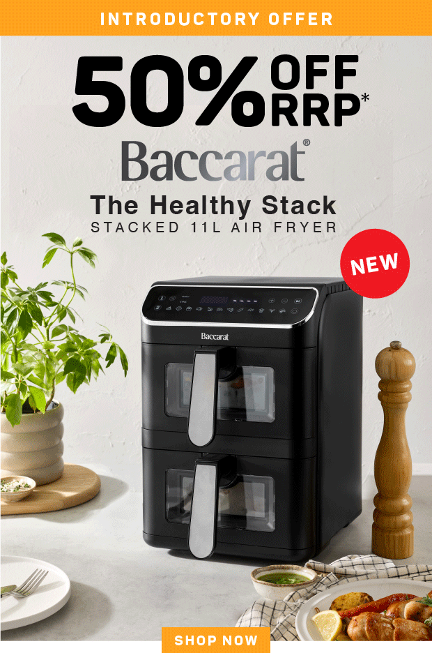 50% Off RRP* Baccarat 2 Stack Air Fryer 11L Black