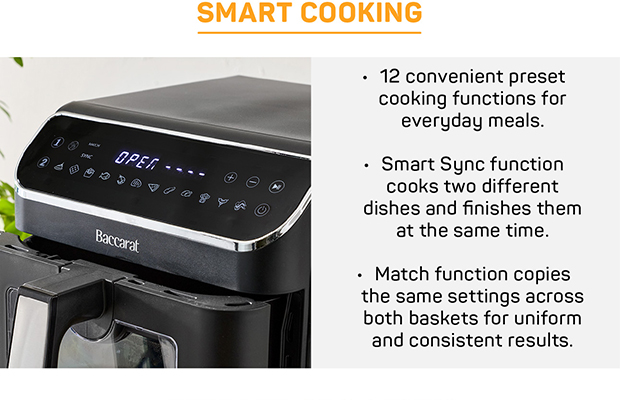 Smart Cooking: Baccarat 2 Stack Air Fryer 11L Black