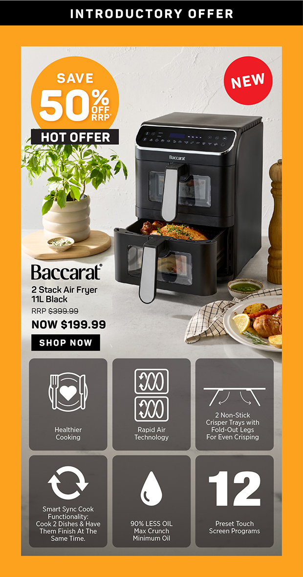 Baccarat 2 Stack Air Fryer 11L Black