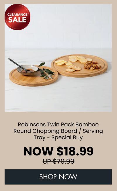 Robinsons Twin Pack Bamboo Round Chopping Board / Serving Tray - Special Buy