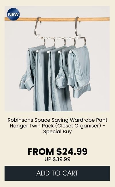 Robinsons Space Saving Wardrobe Pant Hanger Twin Pack (Closet Organiser) - Special Buy