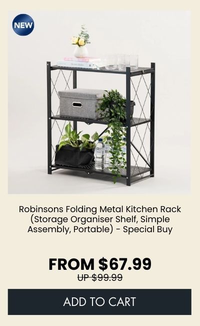 Robinsons Folding Metal Kitchen Rack (Storage Organiser Shelf, Simple Assembly, Portable) - Special Buy