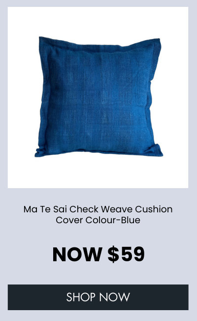 Ma Te Sai Check Weave Cushion Cover Colour-Blue