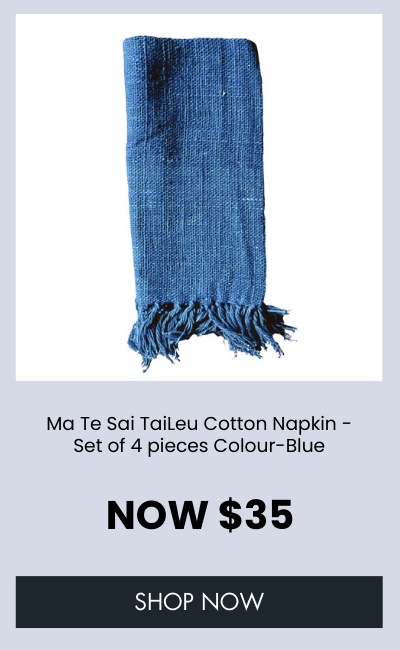 Ma Te Sai TaiLeu Cotton Napkin - Set of 4 pieces Colour-Blue