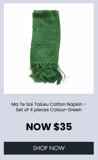 Ma Te Sai TaiLeu Cotton Napkin - Set of 4 pieces Colour-Green