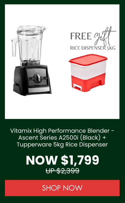 Vitamix High Performance Blender - Ascent Series A2500i (Black) + Tupperware 5kg Rice Dispenser