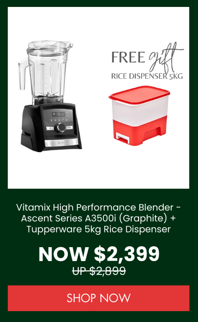 Vitamix High Performance Blender - Ascent Series A3500i (Graphite) + Tupperware 5kg Rice Dispenser