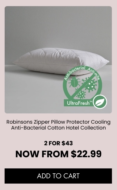 Robinsons Zipper Pillow Protector Cooling Anti-Bacterial Cotton Hotel Collection