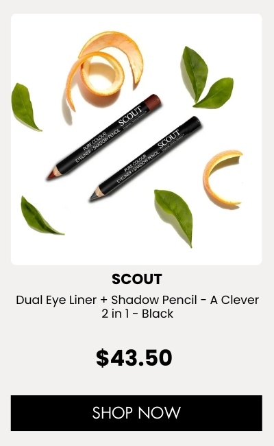 SCOUT Organic Active Beauty Dual Eye Liner + Shadow Pencil - A Clever 2 in 1 - Black