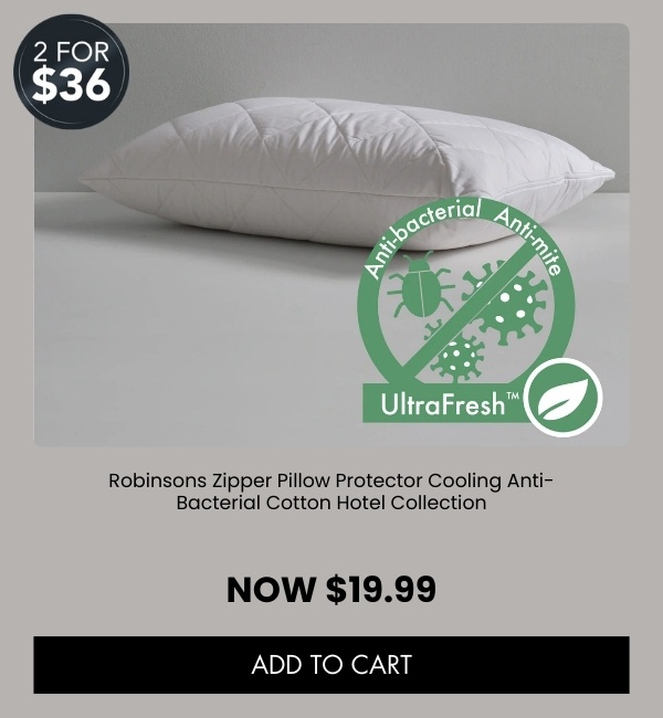 Robinsons Zipper Pillow Protector Cooling Anti-Bacterial Cotton Hotel Collection