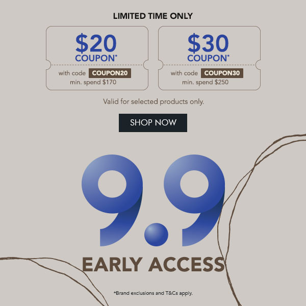  $20 COUPON with code COUPON20, min. spend $170 $30 COUPON with code COUPON30, min. spend $250