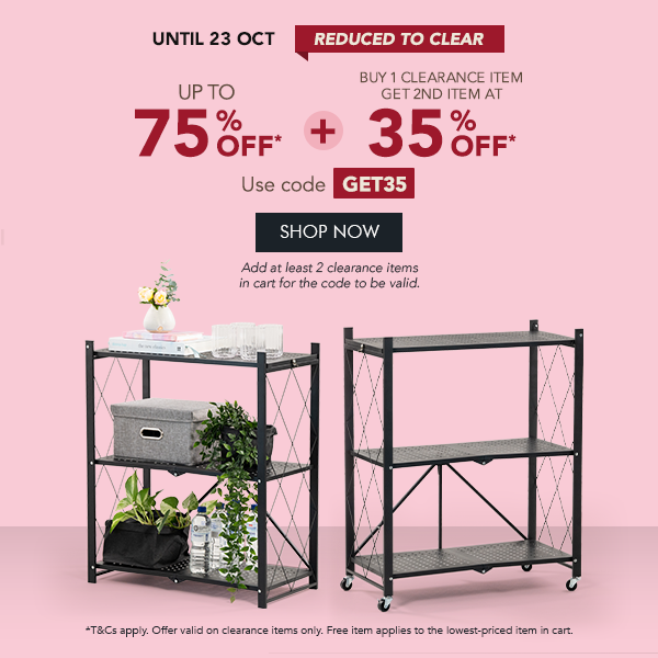 Buy 1 Clearance item, Get 2nd item at 35% OFF (on the lowest value item). Use code GET35