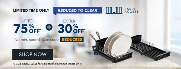 Up to 75% OFF + Extra 30% OFF* with code REDUCE30