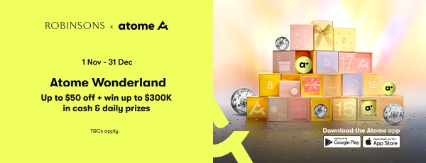 Atome+ MillionaireL win 1 million Atome+ points (worth $10,000) + $50 OFF