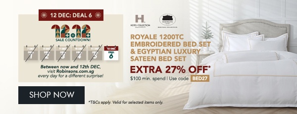 Extra 27% OFF* 1200TC Bed Set & Egyptian Sateen Bed Set $100 min. spend. Use code BED27
