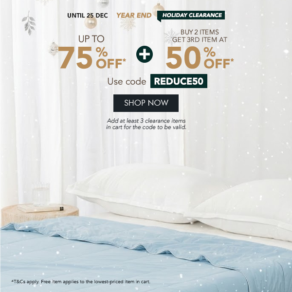 Buy 2 Clearance items, Get 3rd item at 50% OFF (on the lowest value item). Use code REDUCE50