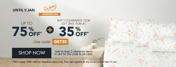 Buy 1 Clearance item, Get 2nd item at 35% OFF (on the lowest value item). Use code GET35