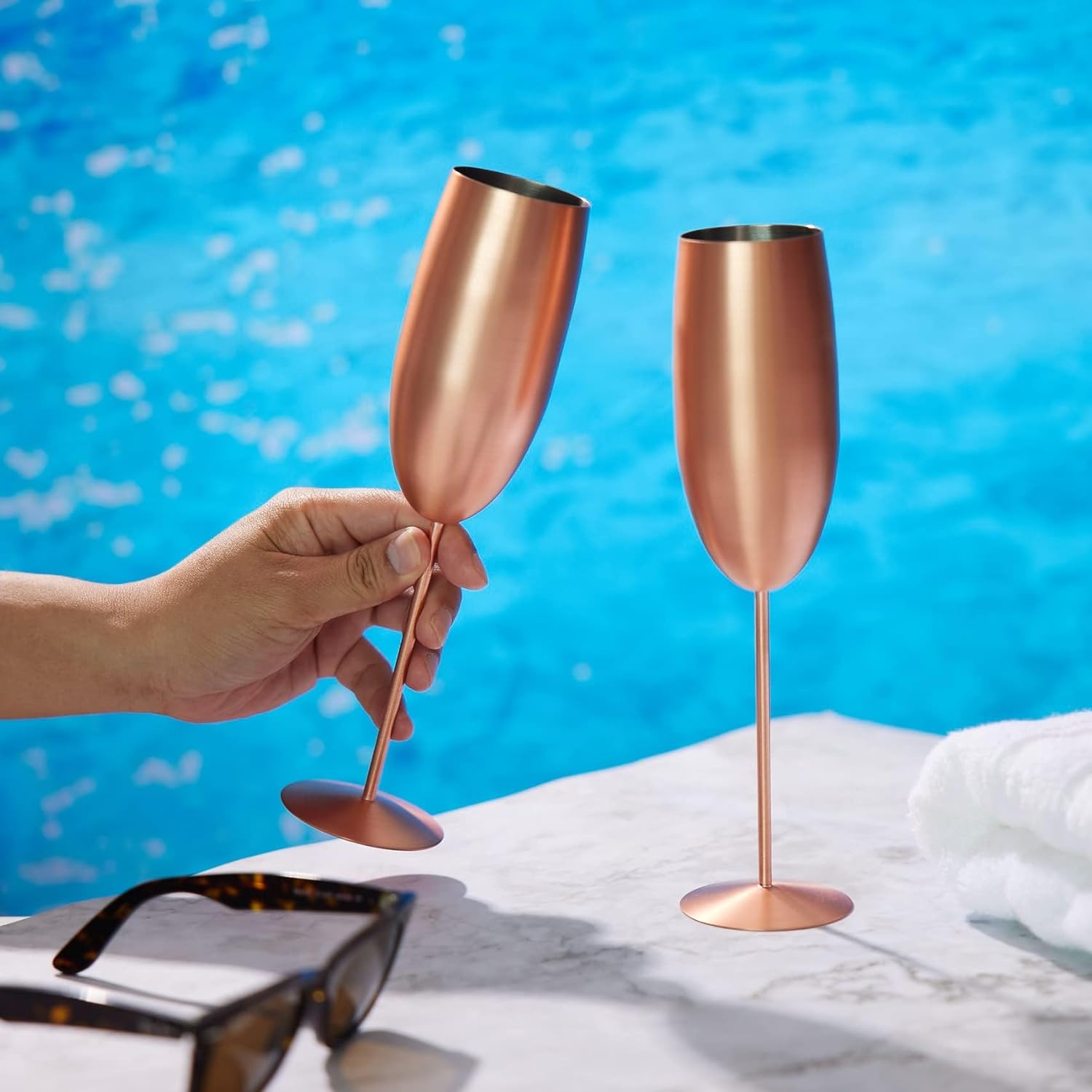 Image of Set x 2 copas champagne acero inoxidable rose gold 250ml