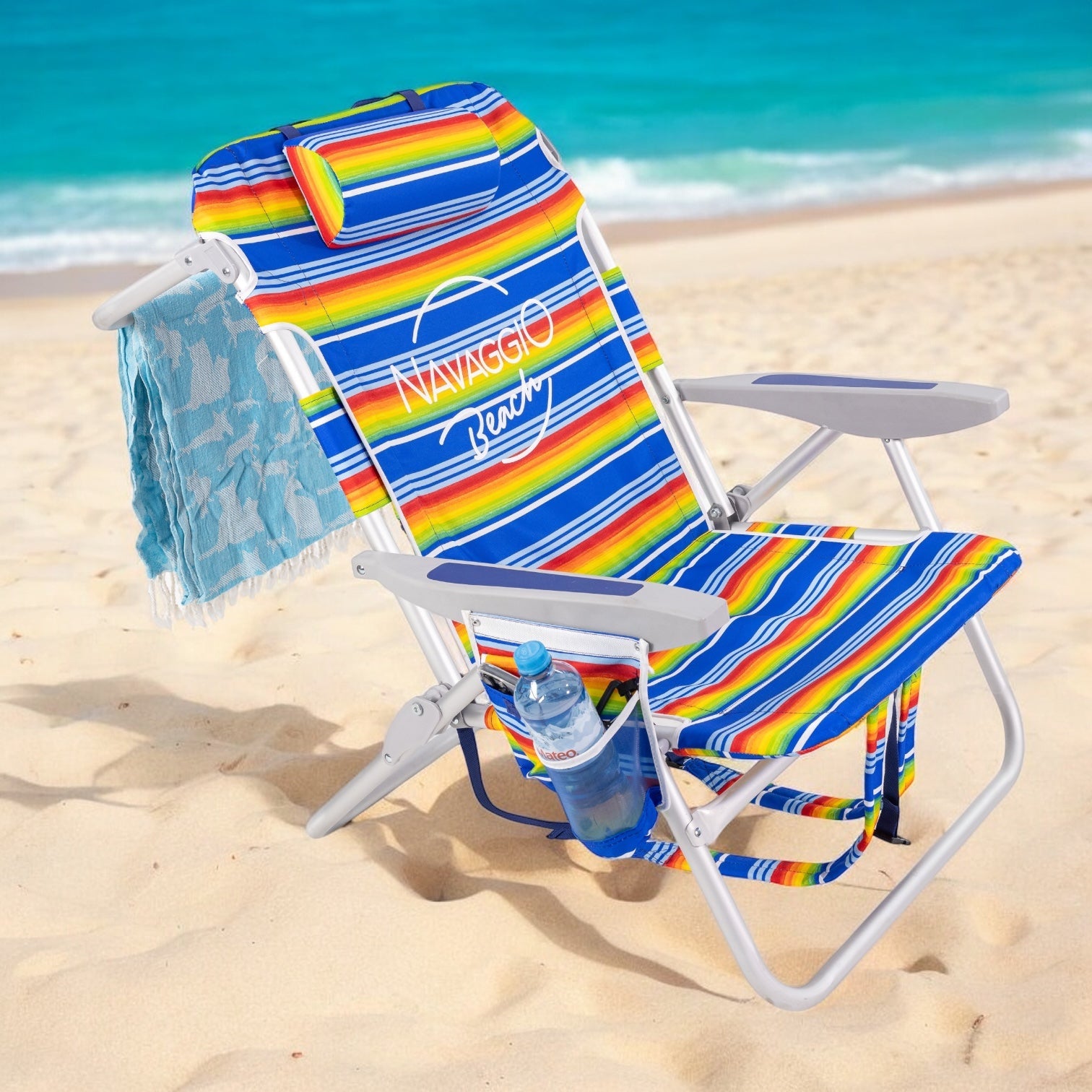 Image of Silla playa plegable mochila 5 posiciones sunset